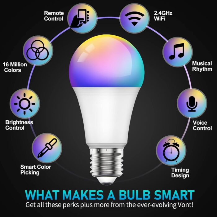 Sky-Touch Smart Light Bulb, Multi Color Changing Dimmable Smart Wifi And Bluetooth Compatible With Alexa And Google Home Assistant, 10W - Image 2