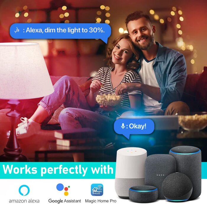 Sky-Touch Smart Light Bulb, Multi Color Changing Dimmable Smart Wifi And Bluetooth Compatible With Alexa And Google Home Assistant, 10W - Image 4