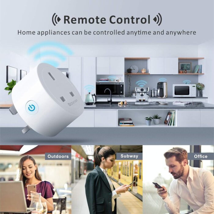 Baytion WiFi Smart Plug, Baytion 16A Energy Monitoring WLAN Smart Plug Socket Work with Alexa,Echo, Google Home Mini Smart Outlet Remote and Voice Control No Hub Required (2P) - Image 3