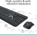 Logitech MK540 Advanced Wireless Keyboard and Mouse Combo for Windows, 2.4 GHz Unifying USB-Receiver, Multimedia Hotkeys, 3-Year Battery Life, for PC, Laptop, INTL Layout - Black - Image 4