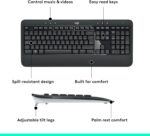 Logitech MK540 Advanced Wireless Keyboard and Mouse Combo for Windows, 2.4 GHz Unifying USB-Receiver, Multimedia Hotkeys, 3-Year Battery Life, for PC, Laptop, INTL Layout - Black - Image 6