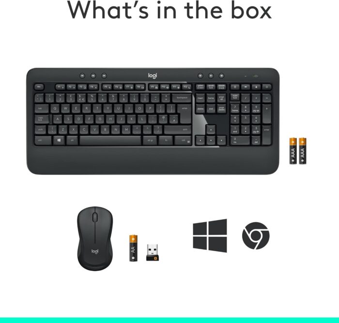 Logitech MK540 Advanced Wireless Keyboard and Mouse Combo for Windows, 2.4 GHz Unifying USB-Receiver, Multimedia Hotkeys, 3-Year Battery Life, for PC, Laptop, INTL Layout - Black - Image 10
