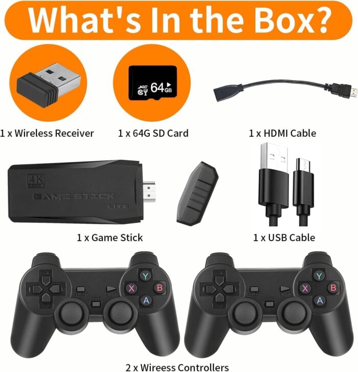 YU WELL 2.4G Retro Gaming Console Plug and Play Video Game Stick with Built-in 15000 Games and 20000 Games (15000+ GAMES,64GB) - Image 3