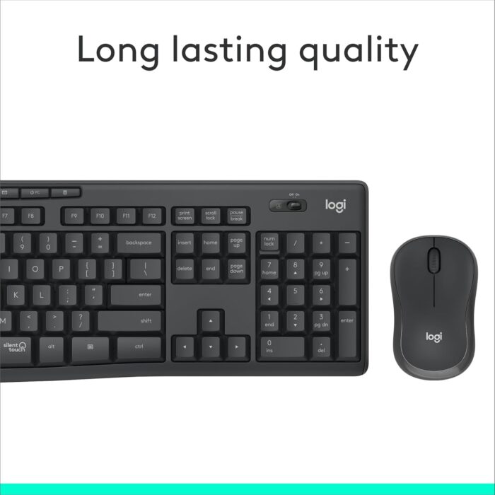 Logitech MK295 Wireless Keyboard and Mouse Combo - SilentTouch Technology, Full Number Keyboard, Shortcut Buttons, Nano USB Receiver, 90% Less Noise - Black - Image 6