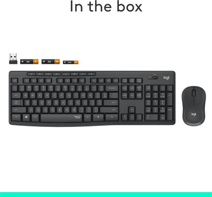 Logitech MK295 Wireless Keyboard and Mouse Combo - SilentTouch Technology, Full Number Keyboard, Shortcut Buttons, Nano USB Receiver, 90% Less Noise - Black - Image 9