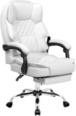 Uzman Home Executive Office Gaming Chair PU Leather 360° Swivel, Diamond Pattern Stitching High Back With Tilt Lock Mechanism, Soft Foam & Well Padded Backrest With Lumbar Support (WHITE)