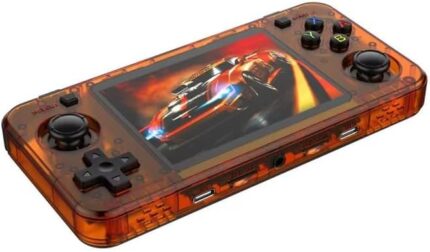 R36H Case Retro 3.5 Inch IPS Screen Handheld Game Console Open Source Linux System 64GB 15000+ Games Pocket Video Player, White (Orange)