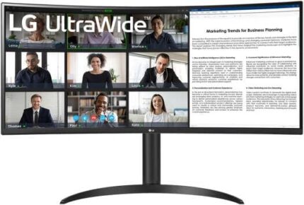 LG 34WR55QC-B 34″” Curved UltraWide WQHD HDR 10 100Hz Monitor with USB Type-C, 3440×1440 Curved Display, 100Hz Refresh Rate, AMD FreeSync, Borderless Design