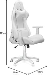 Ranqer Felix Gaming Chair – Ergonomic Office Chair with Armrests, Adjustable Backrest and Cushions, Metal Support and Stable Nylon Base, Set-up Gaming and Productivity – White - Image 2