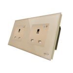 Saska WiFi Smart Wall Socket Outlet Glass Panel Remote Control Works with Amazon Alexa/Google Home (Gold, Double Socket)