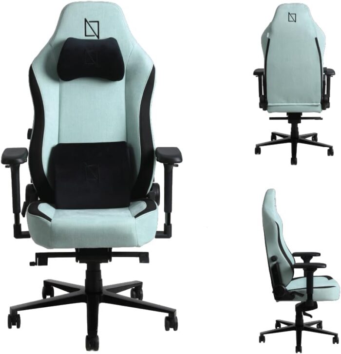 APEX SoftFabric Chair, Premium Ergonomic Gaming Chair with Memory Foam Pillows, Magnetic Headrest & Integrated Lumbar Support By NAVO (SOFT FABRIC – M, MINT GREEN)