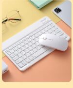Bluetooth Wireless Keyboard and Mouse Combo,Ultra-Slim Ergonomic Small Rechargeable Bluetooth Keyboard Mouse Set for Apple iPad iPhone Samsung Tablet Phone Android PC Computer Mac Smartphone(White) - Image 3