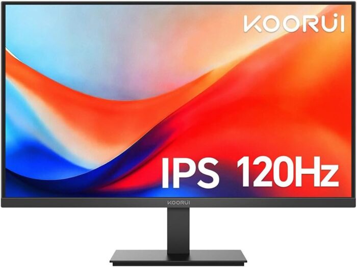 KOORUI 24-Inch Full HD IPS Monitor 1080p, Ultra-thin design, 120Hz 99% sRGB, Adaptive Sync, Ultra-thin, VESA Mountable, Tilt Adjustable, HDMI and VGA, E2411H