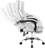 Uzman Home Executive Office Gaming Chair PU Leather 360° Swivel, Diamond Pattern Stitching High Back With Tilt Lock Mechanism, Soft Foam & Well Padded Backrest With Lumbar Support (WHITE) - Image 6