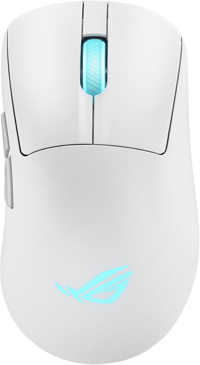 ASUS ROG Keris II Origin Ergonomic Wireless Gaming Mouse: 65-gram Design, Push-Fit Switch Socket II, Micro Switch II, SpeedNova Wireless, 2.4GHz wireless RF, Bluetooth, and wired USB – White