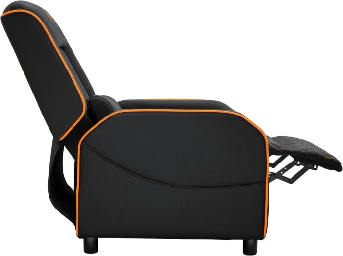 Cougar Ranger One Gaming Sofa, Breathable Woven Fabric, Side Storage Pocket, Headrest & Lumbar Pillow, Adjustable Design, Up To 150 Kg Capacity - Black & Orange - Image 4