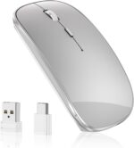 Halpilt Wireless Mouse Chargeable Portable Silent USB and Type-C Dual Mode Wireless Mouse 3 Adjustable DPI for Laptop, Mac, MacBook, Android, PC (Q23S Black) (Grey) - Image 9