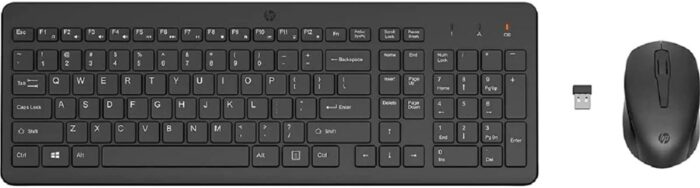HP 330 Wireless Black Keyboard and Mouse Set with Numeric Keypad, 2.4GHz Wireless Connection and 1600 DPI, USB Receiver, LED Indicators, Black