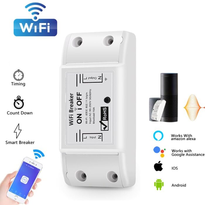 Gluckluz Smart WiFi Switch Wireless Remote Control Electrical Switch Compatible with Alexa, Google Home, Smart Life APP, iOS & Android, Suit for Home Hotel Office (6 Pack) - Image 4