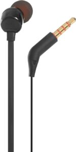 JBL Tune 110 Wired In-Ear Headphones, Deep and Powerful Pure Bass Sound, 1-Button Remote/Mic, Tangle-Free Flat Cable, Ultra Comfortable Fit - Black, JBLT110BLK - Image 6