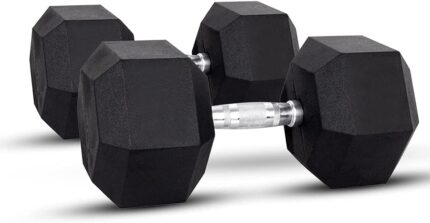 Sparnod Fitness Hex Dumbbells Rubber Coated with Metal Handle for Strength Training and Body Workout