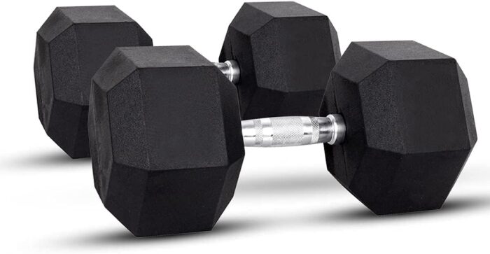 Sparnod Fitness Hex Dumbbells Rubber Coated with Metal Handle for Strength Training and Body Workout