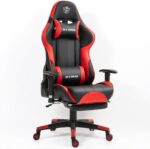 SKY-TOUCH New Upgrade Ergonomic Gaming Chair,Height Adjustable Computer Gaming Chair with Footrest,Adjustable Armrests,Fulled PU Leather, Swivel & Tilt,54x52x132cm, Red - Image 7