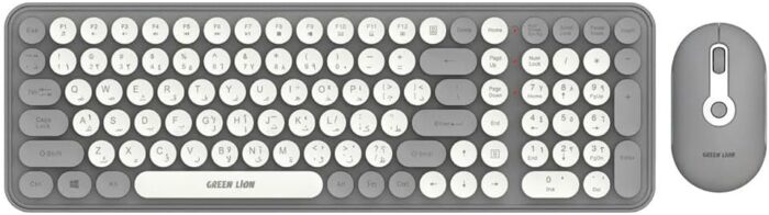 Green Lion GKM-300 Wireless Keyboard+Mouse, Multiple DPI Mouse, USB connectivity, 5M Keystrokes, 2.4G Mini USB, 10 M Range, Quiet Typing, Build in Plate – Gray