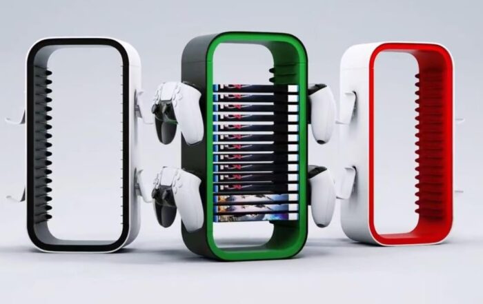 BGGCHEECA OYO-1【15.8INCH】 game Storage Tower Compatible with PS5/ Xbox Series S & X/ Switch, Universal Video Games Discs Organizers 18 PCS with 4 Controllers Holder, Game Disk Box Stand.(White/Black) - Image 8