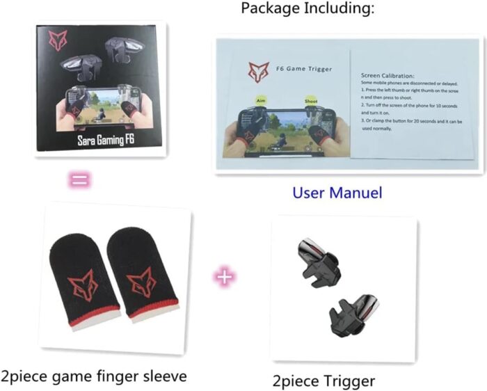 Sarafox F6 Cell Phone Triggers with 4 Buttons L1R1 L2 R2 + Gamer Thimbles for Shooting Games Like PUBG, Free Fire, Fortnite and More - Image 5