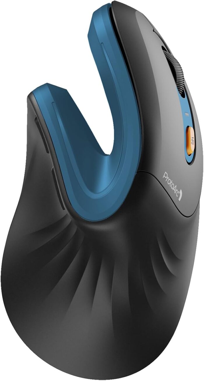 ProtoArc Ergonomic Mouse, EM11 NL Wireless Vertical Mouse, Ergo Multi-Device Mouse, USB-C Rechargeable Mouse for Windows, Mac OS, PC/Notebook/Laptop, Blue
