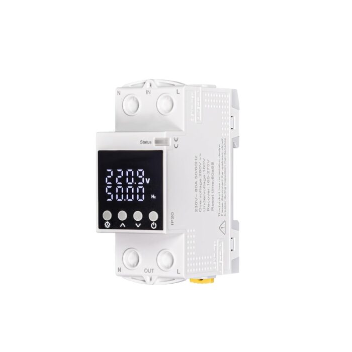 MOES WiFi Smart Energy Meter with LCD Display – Real-Time Power Monitoring, Remote Control via Tuya App, Works with Alexa & Google Home (V0 Fireproof, 6-80A Adjustable)