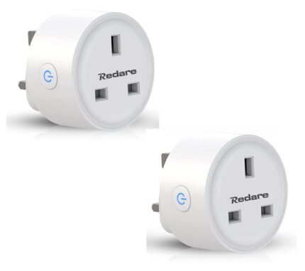 Redare Smart Plug,WiFi Plugs Alexa,16A Mini Outlet Compatible with Alexa and Google Home, Mini Socket with Remote & Voice Control with Electricity Statistics Timer Function, No Hub Required(2 pack )