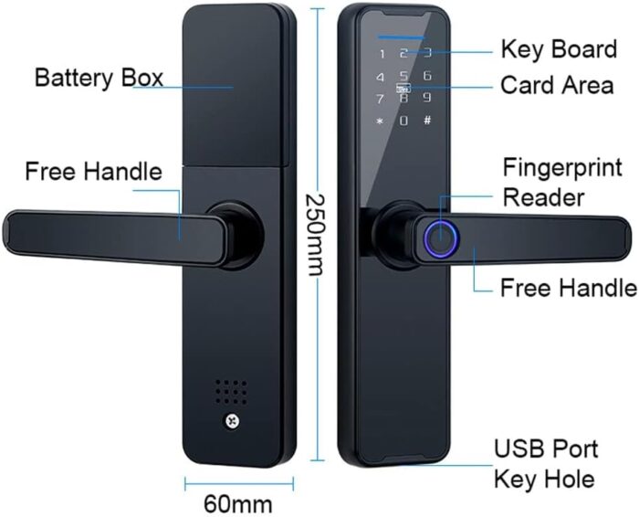 KASTWAVE Smart Lock Fingerprint Door Lock Keypad Door Lock with Handle Fingerprint Electronic Deadbolt Smart Door Lock Compatible with Tuya APP - Image 8