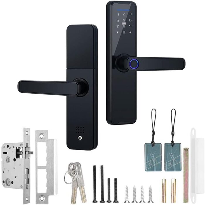 KASTWAVE Smart Lock Fingerprint Door Lock Keypad Door Lock with Handle Fingerprint Electronic Deadbolt Smart Door Lock Compatible with Tuya APP