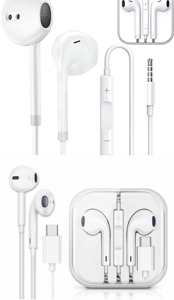 Ajwaa Exclusive Deal 2in1BOX, Handsfree,Headphones, Earphones for All Android & iOS Devices 3.5 mm Jack and USB C Earphone with Microphone Wired Earphones HiFi Stereo Sound Headphone