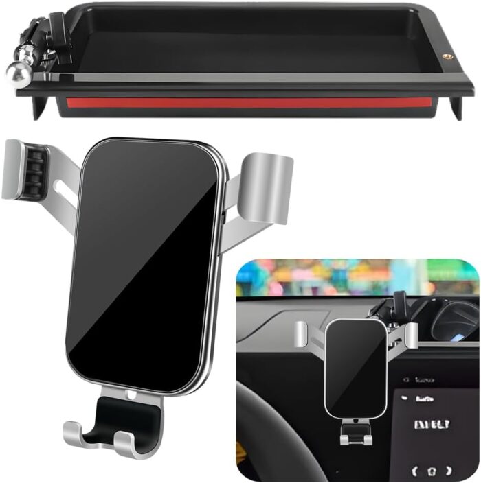 LUNQIN Car Phone Holder Center Console Organizer Tray for Kia K4 2025 2026 Auto Interior Accessories Best Cell Phones Mount Mobile Cellphone Stand Dashboard Screen Storage Accessory