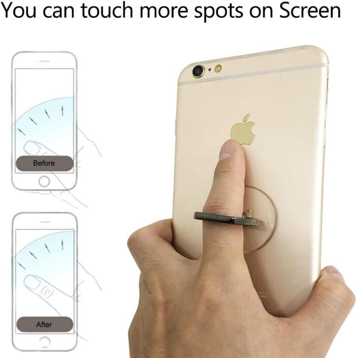 AIFUDA 6pcs Transparent Cell Phone Ring Holder, 360 Degree Rotation Finger Ring Grip Kickstand Compatible for Various Mobile Phones Smartphones, 3 Square & 3 Round Shape - Image 5