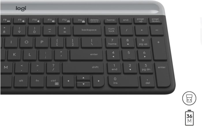 Logitech MK470 Slim Wireless Keyboard and Mouse Combo - Modern Compact Layout, Ultra Quiet, 2.4 GHz USB Receiver, Plug n' Play Connectivity, Compatible with Windows - Black - Image 6