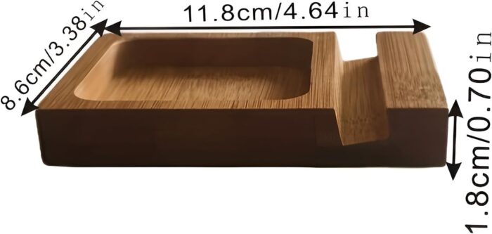 Bamboo Wooden Mobile Phone Stand with Tray | Elegant and Functional Desk Organizer | Natural Wood Smartphone Holder with Slot Tray for Keys, Coins and Accessories(Tray Stand) - Image 4
