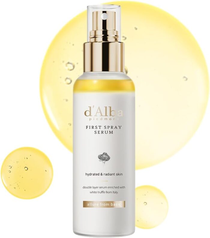 d’Alba Piedmont Italian White Truffle First Spray Serum, Vegan Skin Care, Hydrating Face Moisturizer, Glow Serum for Radiant Skin, Non Comedogenic, All In One Mist 100ml