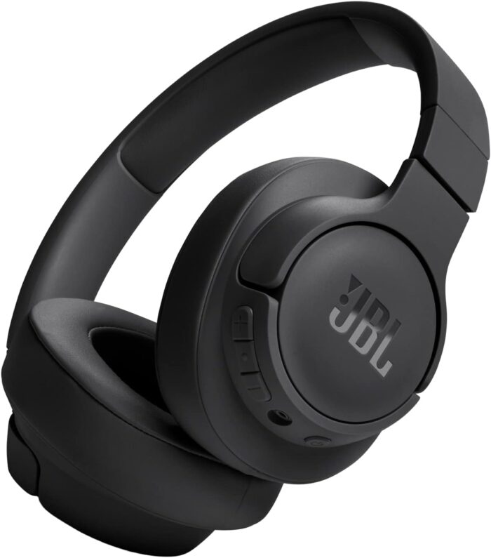 JBL Tune 720BT Wireless Over-Ear Headphones, Pure Bass Sound, Bluetooth 5.3, 76H Battery, Hands-Free Call, Multi-Point Connection, Foldable, Detachable Audio Cable – Black, JBLT720BTBLK