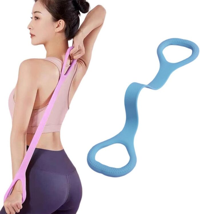 Goodern Figure 8 Resistance Band,Arm Back Shoulder Exercise Elastic Rope,Stretch Fitness Band for Yoga Pilates Stretching Elasticity Arm Back Chest,Resistance Band Elastic Exercise Equipment