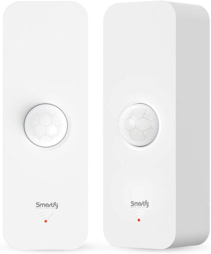 Smartfy Tuya Smart Wifi PIR Sensor, PIR Motion sensor linkable with All Tuya devices for Smart Scene, Easy to Fix with adhesive, 120 Degree 6m detection, Works with Tuya, Smart life, 2xAAA Included
