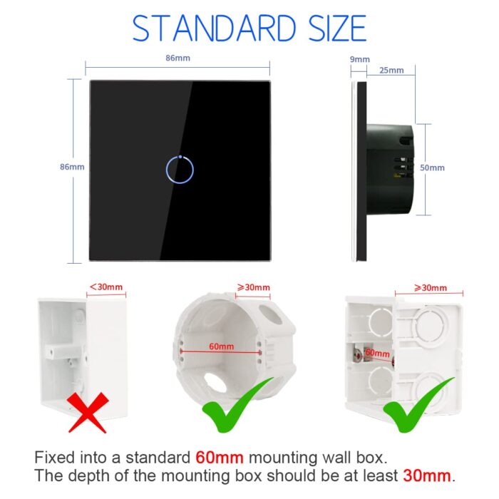 CNBINGO WiFi Smart Light Switch Work with Alexa, Google Assistant, Multi-Way Control by Smart Life App, Single Touch Light Switch, Black Glass Panel, LED Backlight, 1-Gang, Neutral Wire Required - Image 4
