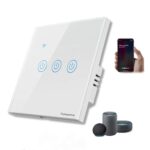 Tichondrius WiFi Smart Wall Light Switch, No Neutral Wire Required, No Hub Required, Compatible with Alexa and Google Home, APP Remote Control, Timing Function, Voice Control (White, 3 Gang)
