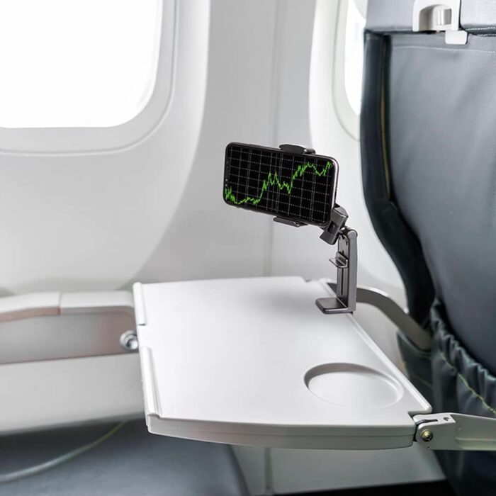 NOSKIN [Upgraded] Universal Airplane in Flight Phone Mount. Handsfree Phone Holder for Desk with Multi-Directional Dual 360 Degree Rotation. Pocket Size Travel Essential Accessory for Flying - Image 7