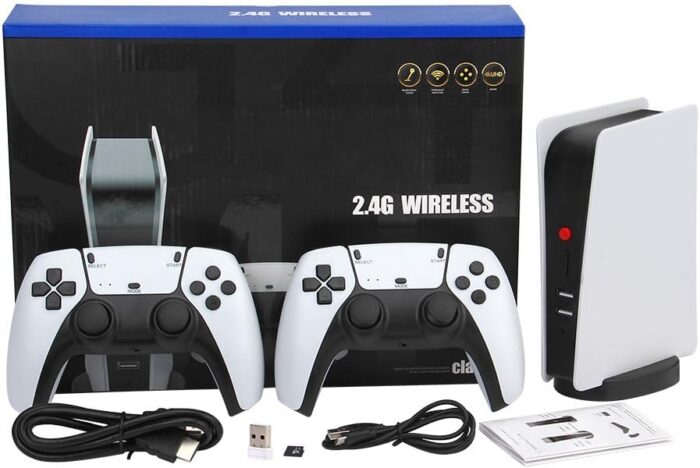 4K Retro M5 Video Game Console with 20,000+ Games – TV Box with 64GB/128GB, HDMI, 2 Wireless Controllers, Classic CPS/PS1/GBA Support, Plug & Play Gaming System