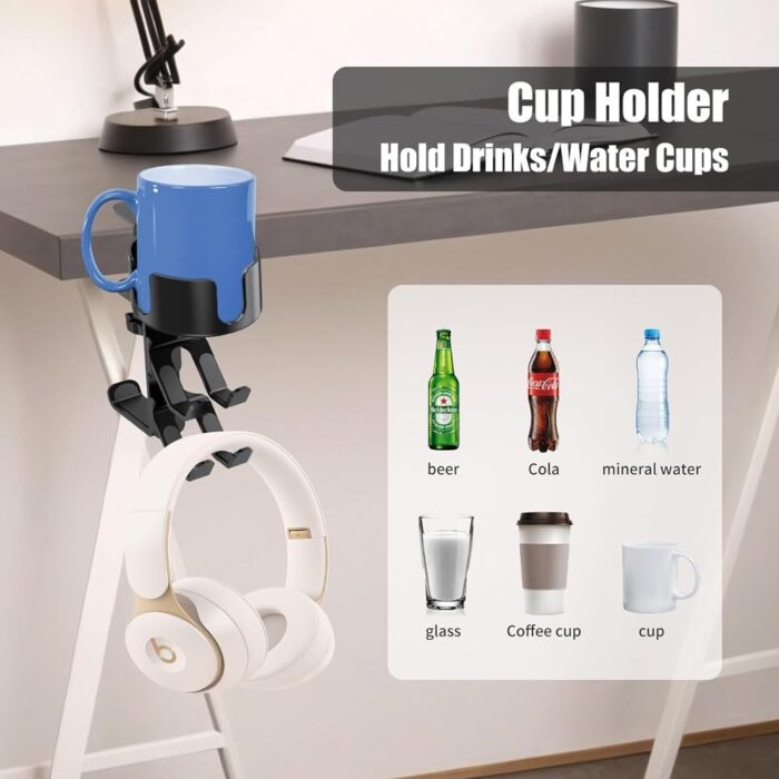MIKUER 360° Rotating Desk Controller Headphone Holder - Larger Desk Cup Holder with Adjustable Headset Hanger Controller Stand | Clamp On Desk Organizer | Gaming Desk Accessories - Image 4