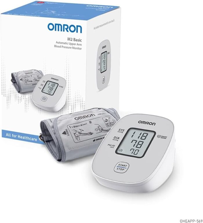OMRON M2 Basic Automatic Blood Pressure Monitor Upper Arm, Clinically Validated Home BP Machine, Compatible with Small Kids to Adults Large Cuffs Size 17-42 cm, Cuff Wrapping Guide 5 Year Guarantee